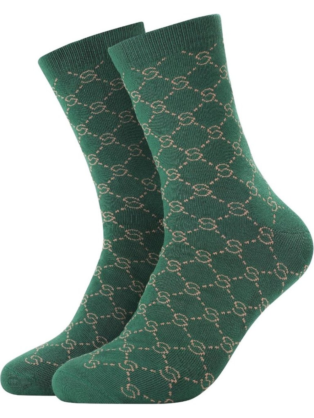 🆕Men Green Pattern Anti Odor Combed Quick Dry Moisture Wicking Size 8-13 Socks